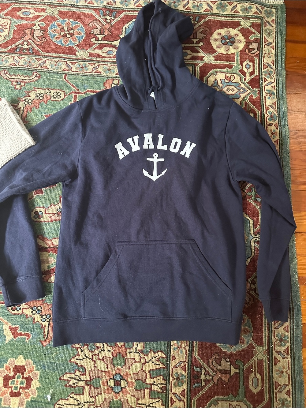 Avalon Navy Graphic Pullover Hoodie with Anchor